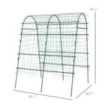 Metal Garden Trellis, Arch Trellis for Climbing Plants Outdoor, A-Frame, with Climbing Net, 57" x 66" x 81", Green - Image 3