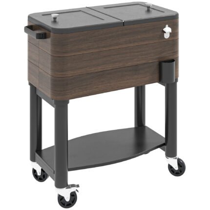 60 Quart Outdoor Cooler Cart with Rolling Ice Chest