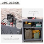 Outdoor Storage Cabinet, Outdoor Tool Shed with Galvanized Top and Two Shelves for Yard Tools or Pool Accessories, Gray - Image 4