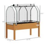 Raised Garden Bed with PE Greenhouse Cover Outdoor Planter Box for Herbs and Vegetables, 48 x 22 x 46 inch, Sand - Image 3
