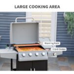 52" Barbecue Grill with Wheels 4+1 Burner Liquid Propane Gas Grill Outdoor Cabinet Style BBQ Trolley w/ Side Burner, Warming Rack, Storage Cabinet - Image 4
