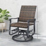 Wicker Rattan Swivel Patio Glider Chair Set of 2, Outdoor Glider Chair with Steel Frame, High Back, Brown - Image 3