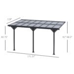 14.5' x 10' Aluminum Polycarbonate Pergola with UV Blocking for Outdoor Wall-Mounted Use, Family Shade, Gray - Image 3