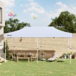 10'x20' Aluminum Pop Up Canopy Tent, Upgraded Thicker Tube Instant Party Tent with Wheeled Bag, 2-Level Adjustable, XL Large Ground Stakes for Events Patio Backyard - Image 2