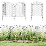 Garden Fence, 4 Pack Steel Fence Panels, 11.5' L x 43" H, Rust-Resistant Decorative Border Flower Edging for Yard, Landscape, Patio, Outdoor Decor, Wavey Vines