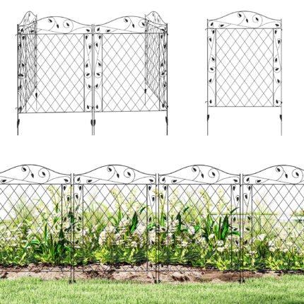 Garden Fence with 4 Pack Steel Fence Panels