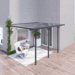 12' x 10' Outdoor Polycarbonate Pergola, Transparent UV Blocking Awning, Hardtop Deck Gazebo, Aluminum, Gray - Image 7