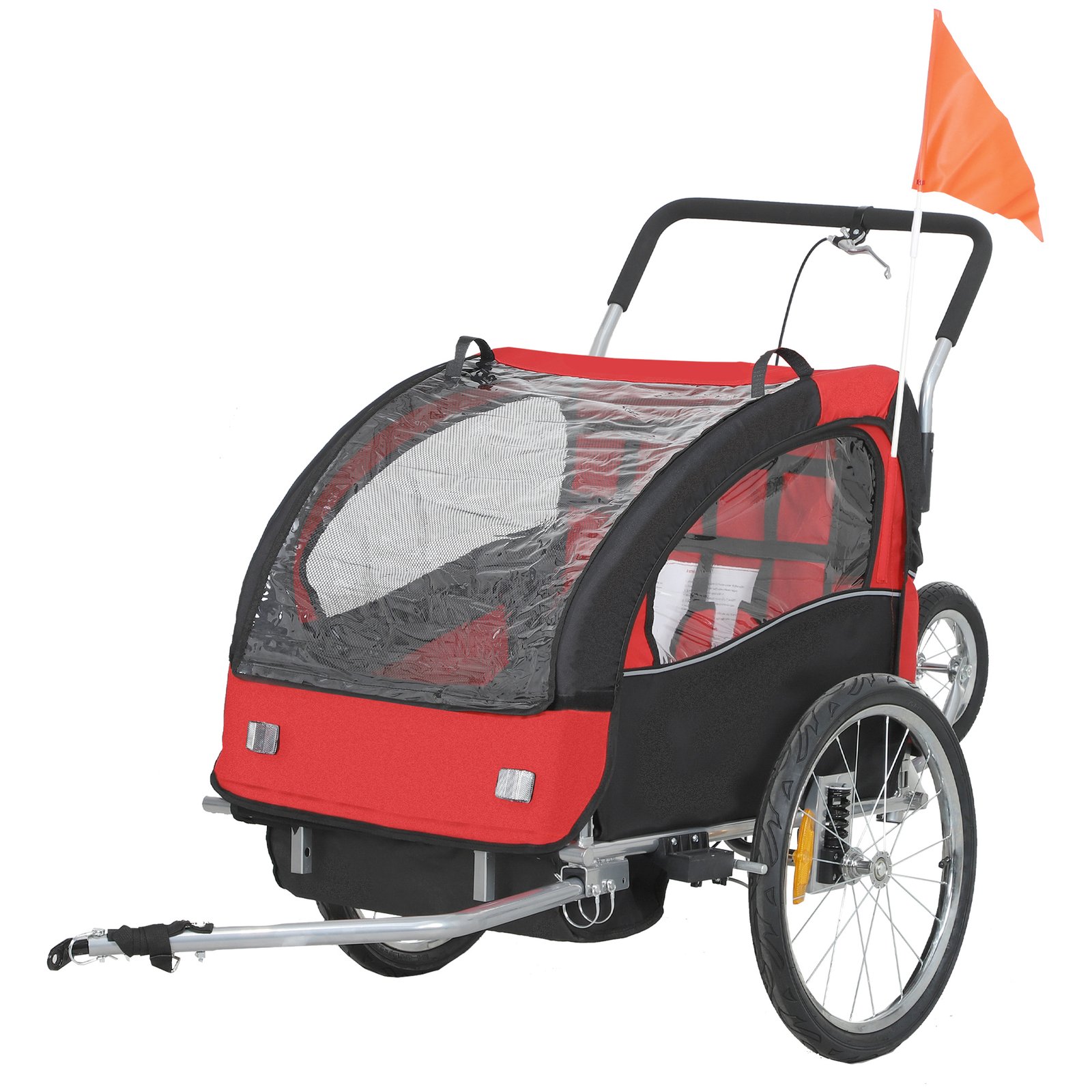 Ld1fdd197578a52a6.jpg 2-Seat Elite 360 Swivel Bike Trailer for Kids Bicycle Cargo Trailer with Water-Resistant Windows, Black and Red - Image 1