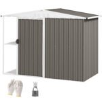 8 x 4ft Outdoor Garden Shed, Metal Shed with Air Vents and Lock for Backyard, Garden, Patio, Warm Gray