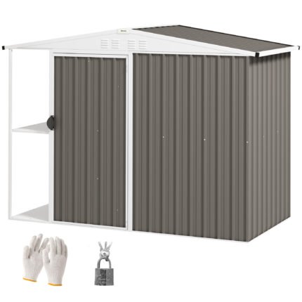 Outdoor Garden Shed with Air Vents, 8' x 4', Warm Gray