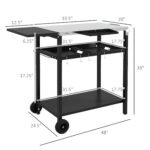 2-Tier Shelf Outdoor Bar Cart, Stainless Steel Tabletop Patio Serving Cart with Accessories for Poolside, Garden, Black - Image 3