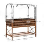 Raised Garden Bed with Legs and Cover, Metal Elevated Planter Box with Bottom Shelf and Liner for Vegetables, Brown - Image 3