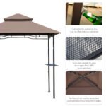 8' x 5' Grill Gazebo with Double Roof, Outdoor BBQ Canopy Gazebo with 2 Side Shelves for Patio Yard Garden Coffee - Image 5