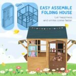 Wooden Outdoor Playhouse, Foldable Kids Cottage with Windows, Working Door, Snack Bars, Waterproof Covers, for 3-8 Years - Image 6