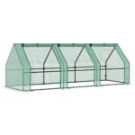 9' x 3' x 3' Portable Mini Greenhouse Outdoor Garden with Large Zipper Doors and Water/UV PE Cover, Green