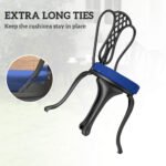Patio Chair Cushions Set of 4 Round Seat Cushions for Dining Bistro Chairs Machine Washable, 15" x 15" x 3", Navy Blue - Image 5