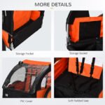 2-Seat Child Bike Trailer for Kids with a Strong Steel Frame, 5-Point Safety Harnesses, & Comfortable Seat, Orange - Image 6