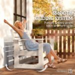 Patio Glider Bench w/ HDPE Slatted Double Rocking Chair, White - Image 4