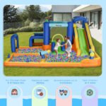 7 in 1 Water Slide w/ Slide Pool Climbing Wall Water Cannon Basketball Hoop Boxing Post Football Stand for 3-8 Years - Image 5