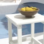 Adirondack Side Table, Square Patio End Table, Weather Resistant 15" Outdoor HDPE Table for Porch, Pool, Balcony, White - Image 7