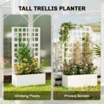 Galvanized Raised Garden Bed Planter Box with Trellis for Climbing Plants, Vegetable, Vines, 24" x 9" x 44.5", White - Image 5