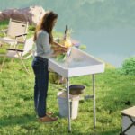 3.4ft Folding Ice Cooler Table with Drain, Fill and Chill Table Outdoor Table Cooler with Storage Shelf, Drink Cooler for Parties Picnic BBQ Camping Wedding, White - Image 2