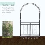 81" Metal Garden Arbor with Double Doors, Locking Gate, Climbing Vine Frame with Heart Motifs, Arch for Wedding, Bridal Party Decoration, Grey - Image 5