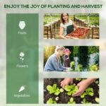 Raised Garden Bed, Outdoor Metal Planter Box with Mini Greenhouse, White and Brown - Image 7