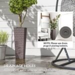 23.6 Inch Tall Planters for Outdoor Plants, Set of 2 Plastic Flower Pots with Drainage Holes, Brown - Image 6