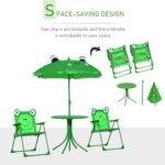 Kids Table and Chair Set, Outdoor Folding Garden Furniture, Picnic Table for Patio Backyard, with Removable & Height Adjustable Sun Umbrella, Green Frog - Image 4