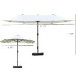 Patio Umbrella 15' Steel Rectangular Outdoor Double Sided Market with base, UV Sun Protection & Easy Crank for Deck Pool Patio - Image 3