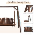 2-Seat Wooden Swing Bench, Ergonomic Design, 'A' Frame Construction, Stable and Non-Slip, Solid Wood Frame Log Garden Swing, for Outdoor and Indoor, Brown - Image 4