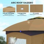 11' x 11' Outdoor Gazebo, Double Roof Patio Gazebo with Curtains, Church Windows, Galvanized Steel Frame - Image 4