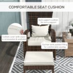 Wicker Adirondack Chair Fire Pit Chair w/ Ottoman & Cushions, White - Image 6