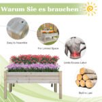 Two-Tier Wooden Elevated Garden Bed with Legs, Large Capacity 45x45 Outdoor Planter for Vegetables, Flowers, and Herbs, Ideal for Gardeners, Natural - Image 4