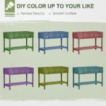Wooden Raised Garden Bed, Elevated Planter Box Stand with 8 Slots and Open Shelf, Dark Gray - Image 5