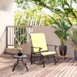 Outdoor Glider Chair, Gliders for Outside Patio with Steel Frame and Mesh Fabric for Backyard, Garden, and Porch, Beige - Image 2