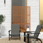 Decorative Privacy Fence Screen, Metal Outdoor Privacy Screen Climbing Plant Trellis with Stand, Rhombus Brown - Image 8
