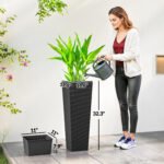 32 Inch Tall Planters for Outdoor Plants, Set of 2 Plastic Flower Pots with Drainage Holes, Black - Image 3