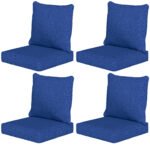 Patio Chair Cushions Set of 4 with Seat & Backrest, Fade Resistant Seat Replacement Cushion Set, Navy Blue