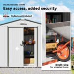 7x4 Garden Shed, Storage Shed with 4 Vents & 2 Sliding Doors, Garden Tool House for Backyard, Patio, Garage, Lawn,White - Image 5
