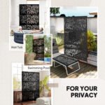Decorative Privacy Fence Screen, Metal Outdoor Privacy Screen Climbing Plant Trellis with Stand, Bamboo Black - Image 6