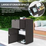 Outdoor Towel Rack for Pool w/ Drawer & Cabinet, Dark Brown - Image 4