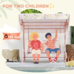 Kids Patio Swing Chair with Adjustable Canopy, Safety Belt for Patio, Garden, Poolside, Balcony, Pink - Image 7