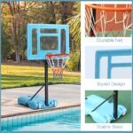 Poolside Basketball Hoop Stand, 36.5"-48.5" Height Adjustable Portable Hoop System w/ Clear Backboard & Fillable Base for Whole Family, Blue, Black, Red - Image 4
