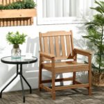 All-Weather Patio Chair, HDPE Patio Dining Chair, Heavy Duty Wood-Like Outdoor Furniture for Garden, Backyard, Deck, Porch, Lawn, Brown - Image 2