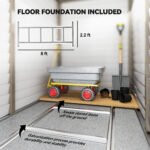 4.6' x 9' Outdoor Storage Shed, Lean to Metal Shed with Foundation Kit, Lockable Doors and Gloves for Patio, Lawn, Brown - Image 5