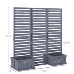 Wood Privacy Screen w/ 4 Planter Box, Raised Bed w/ 3 Panels & Drainage Holes - Image 3
