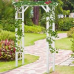 85" Wooden Garden Arbor for Wedding and Ceremony, Outdoor Garden Arch Trellis for Climbing Vines - White - Image 7