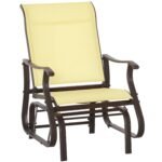 Outdoor Glider Chair, Gliders for Outside Patio with Steel Frame and Mesh Fabric for Backyard, Garden, and Porch, Beige